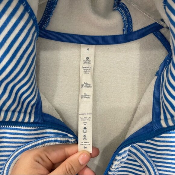 Lululemon Scuba Hoodie Stretch Slope Stripe Beaming Blue Size 4 - Picture 8 of 12